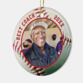 Baseball BEST COACH Foto Team Namen Personalisiert Keramik Ornament (Links)