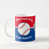 Baseball Best Coach je Foto Name Rot Blau Kaffeetasse (Links)
