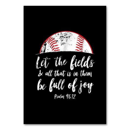 Baseball Bible Verse Niedlicher Christlicher Psalm Tischnummer (Vorderseite)