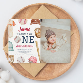Baseball Big One Boy 1. Geburtstag Einladung