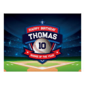 Baseball Birthday banner backdrop  Poster (Vorderseite)