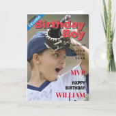 Baseball Birthday Boy / MVP Happy Birthday Karte (Vorderseite)