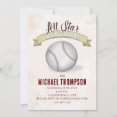 Baseball Birthday Boy Vintag Custom Einladung (Vorderseite)