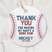 Baseball Birthday Danke Geschenkanhänger (Rückseite)