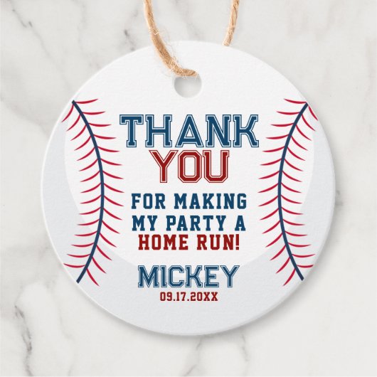Baseball Birthday Danke Geschenkanhänger (Vorderseite)