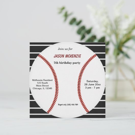 Baseball Birthday Einladung (Stehend Vorderseite)