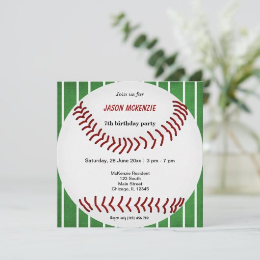 Baseball Birthday Einladung (Stehend Vorderseite)