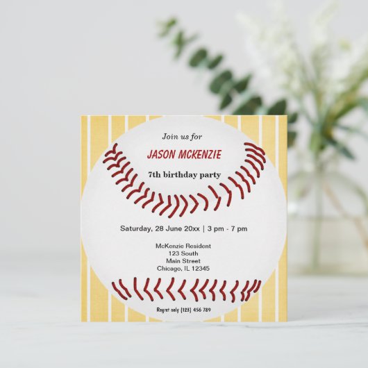 Baseball Birthday Einladung (Stehend Vorderseite)
