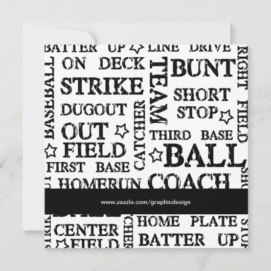 Baseball Birthday Einladung (Rückseite)