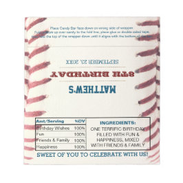 Baseball Birthday Favor Chocolate Candy Wrappers Notizblock