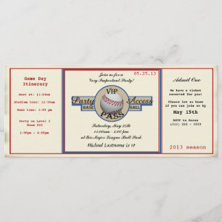 Baseball Birthday Field Pass Party Access Einladung
