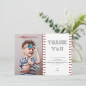 Baseball Birthday Foto Dankeskarte (Stehend Vorderseite)