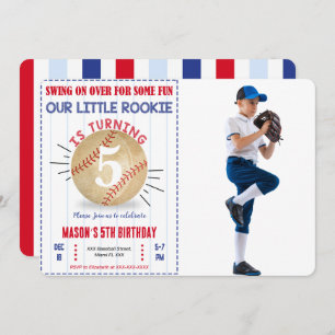 Baseball Birthday Foto Einladung