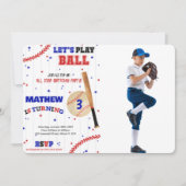 Baseball Birthday Foto Einladung (Vorderseite)