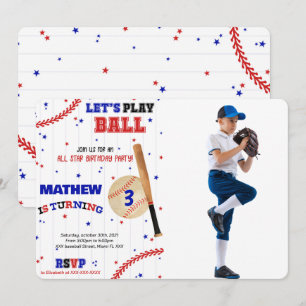 Baseball Birthday Foto Einladung