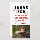 Baseball Birthday Foto Kids Dankeskarte (Vorne/Hinten)