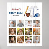 Baseball Birthday Foto Milestone Zeichen Poster (Vorne)