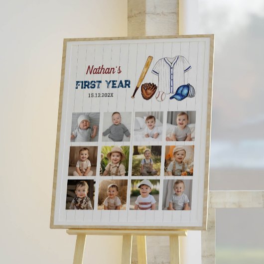Baseball Birthday Foto Milestone Zeichen Poster