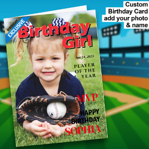 Baseball Birthday Girl / MVP Happy Birthday Karte