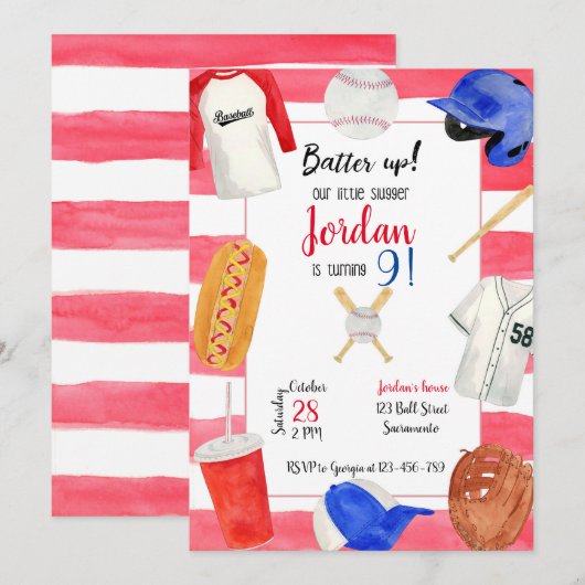 Baseball Birthday Invitation, Baseball Invitation, Einladung (Vorne/Hinten)