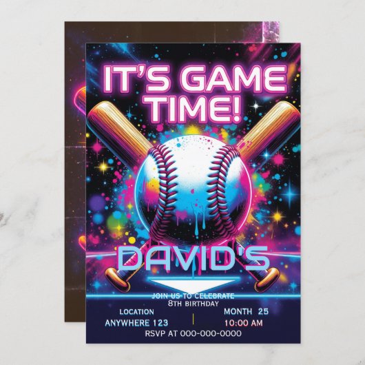 baseball birthday invitation save the date (Vorne/Hinten)
