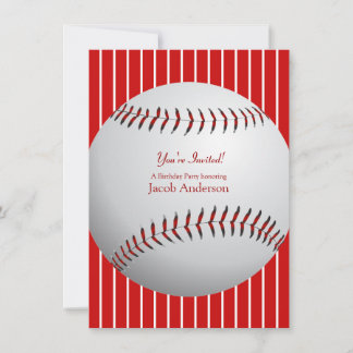 Baseball Birthday Invites (rote Streifen) Einladung