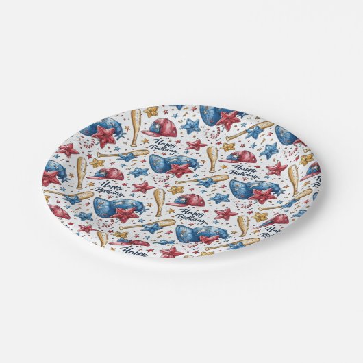Baseball Birthday Paper Tellers Party Tableware Bo Pappteller (Schrägansicht)