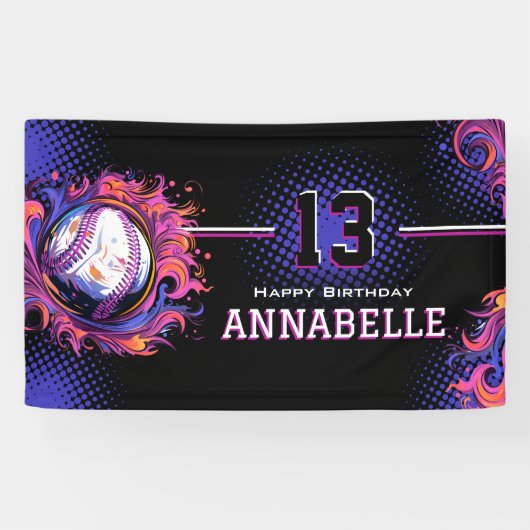 Baseball-Birthday-Party Banner (Horizontal)