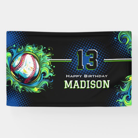 Baseball-Birthday-Party Banner (Horizontal)