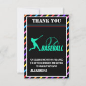 Baseball Birthday Party, Baseball Girl Player Dankeskarte (Vorderseite)