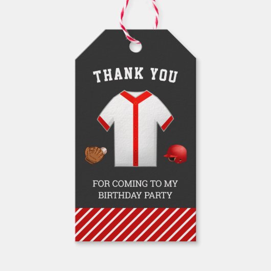 Baseball Birthday Party Danke für Ihre Unterstützu Geschenkanhänger (Vorderseite)