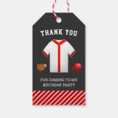 Baseball Birthday Party Danke für Ihre Unterstützu Geschenkanhänger (Rückseite)
