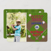 Baseball Birthday Party Foto Einladung (Vorne/Hinten)