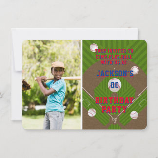 Baseball Birthday Party Foto Einladung