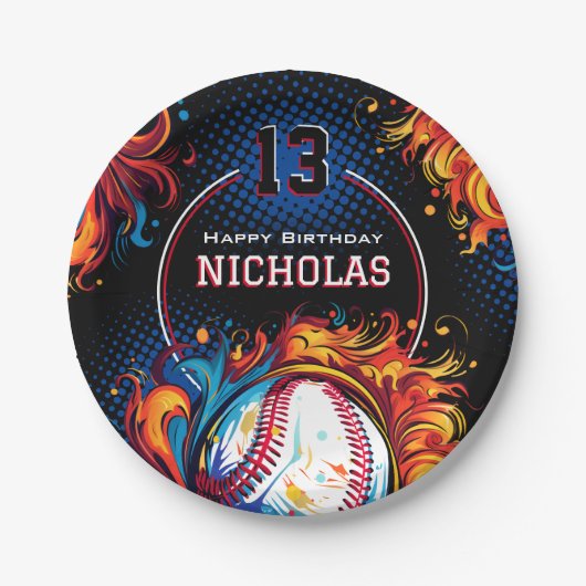 Baseball-Birthday-Party Pappteller (Vorderseite)