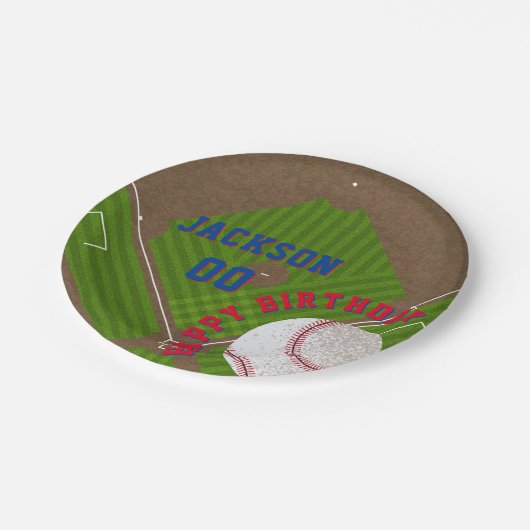 Baseball-Birthday-Party Pappteller (Schrägansicht)