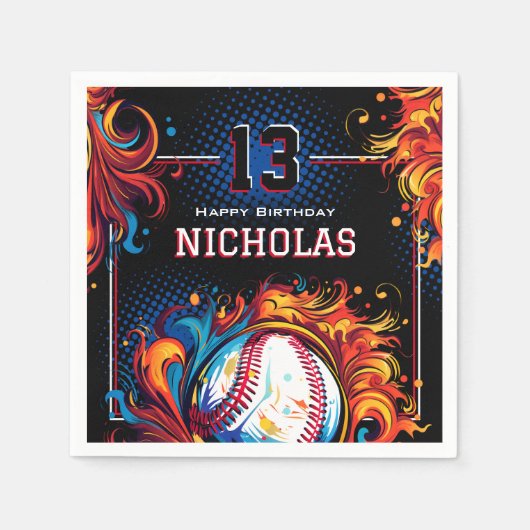 Baseball-Birthday-Party Serviette (Vorderseite)