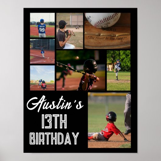 Baseball Birthday Party Welcome Poster | Editable (Vorne)