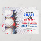 Baseball Birthday Red White & Blue Einladung (Vorne/Hinten)