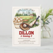 Baseball birthday, sports birthday, baseball party einladung (Stehend Vorderseite)