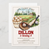 Baseball birthday, sports birthday, baseball party einladung (Vorne/Hinten)