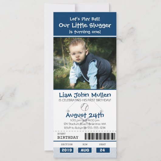 Baseball Birthday Ticket Einladung (Vorderseite)