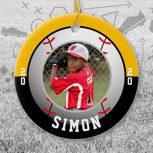 Baseball Black Gold Team Colors Keramik Ornament