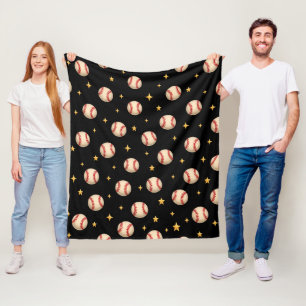 Baseball Black Night Stars Fleecedecke