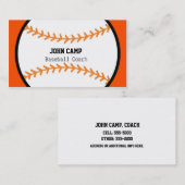 Baseball Black & Orange Coach Sports Business Card Visitenkarte (Vorne/Hinten)