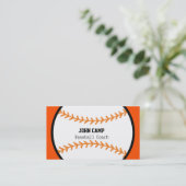 Baseball Black & Orange Coach Sports Business Card Visitenkarte (Stehend Vorderseite)