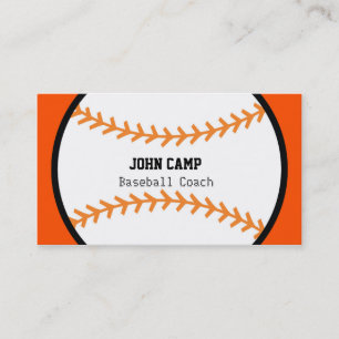 Baseball Black & Orange Coach Sports Business Card Visitenkarte