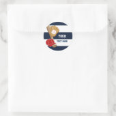 Baseball Blau Gestreifte Geburtstagsfeier Aufklebe Runder Aufkleber (Tasche)