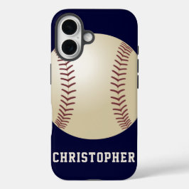 Baseball, Blau, Name iPhone 16 Hülle