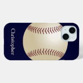 Baseball, Blau, Name Case-Mate iPhone Hülle (Rückseite (Horizontal))